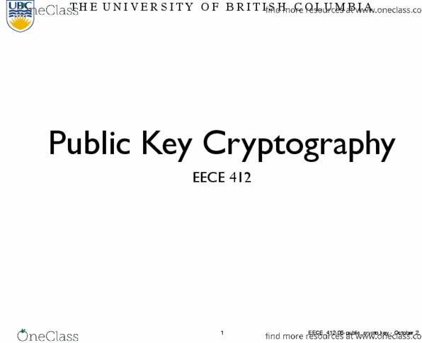 EECE 252 Lecture Notes - Lecture 7: Digital Signature, Superincreasing Sequence, Encryption thumbnail