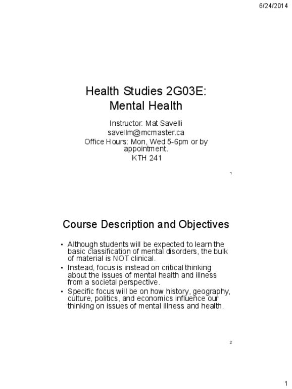 HLTHAGE 2G03 Lecture Notes - Lecture 1: Psychodynamic Diagnostic Manual, Research Domain Criteria, Social Anxiety Disorder thumbnail