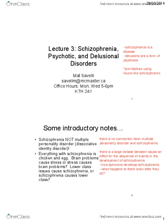 HLTHAGE 2G03 Lecture Notes - Lecture 3: Eugen Bleuler, Psychosis, Schizoaffective Disorder thumbnail