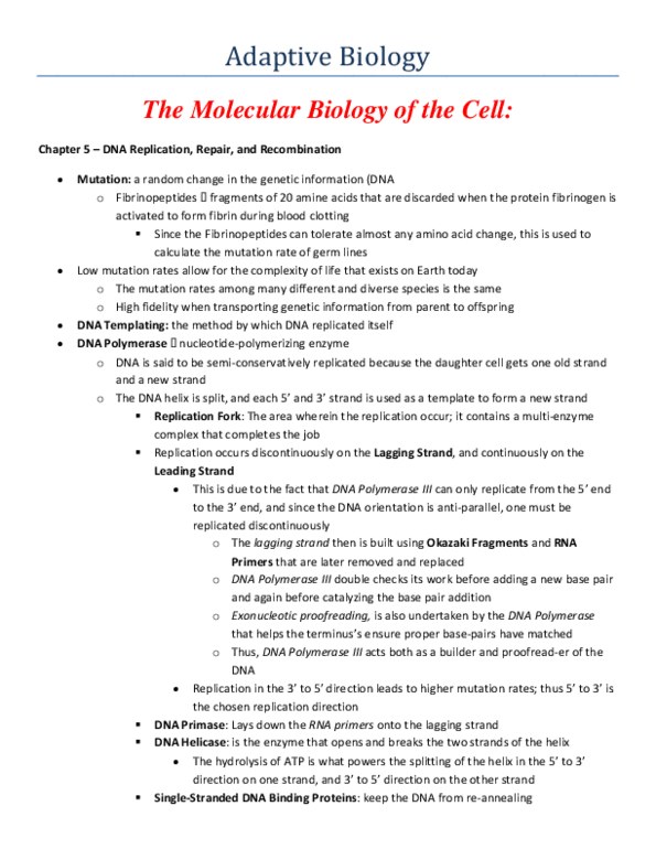 BIO130H1 Lecture 5: Molecular Biology of the Cell - Lecture 5 Readings thumbnail