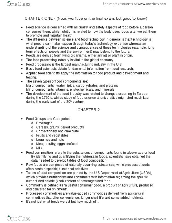 FOOD 2010 Chapter Final: Food Science - Exam Chapter Summaries.docx thumbnail
