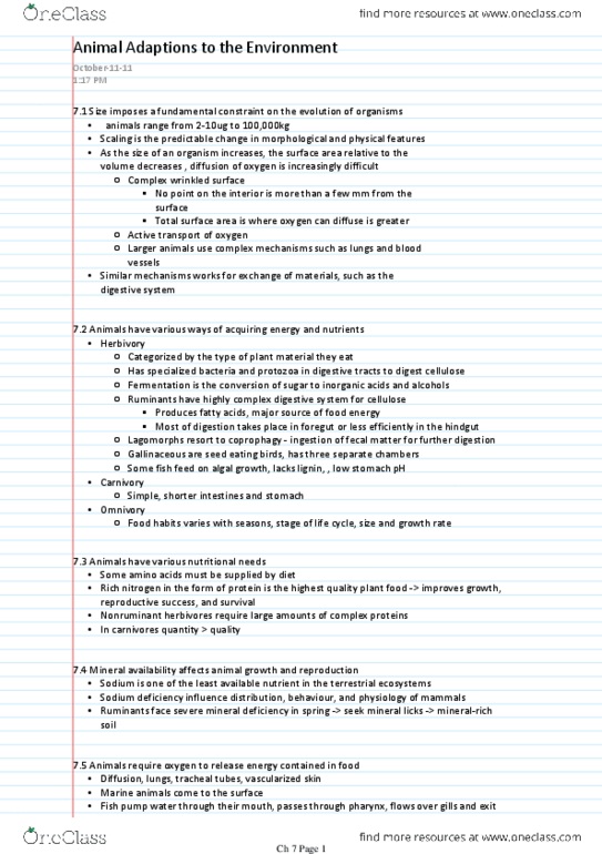 BIO120H1 Chapter Notes - Chapter 7: Coprophagia, Foregut, Protozoa thumbnail