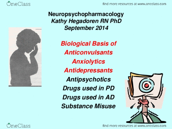NURS 1511 Lecture Notes - Lecture 3: Gaba Receptor, Dopamine Agonist, Tricyclic Antidepressant thumbnail