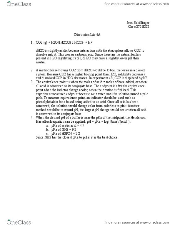 CHEM 272 Lecture Notes - Lecture 4: Ammonia, Equivalence Point, Titration thumbnail