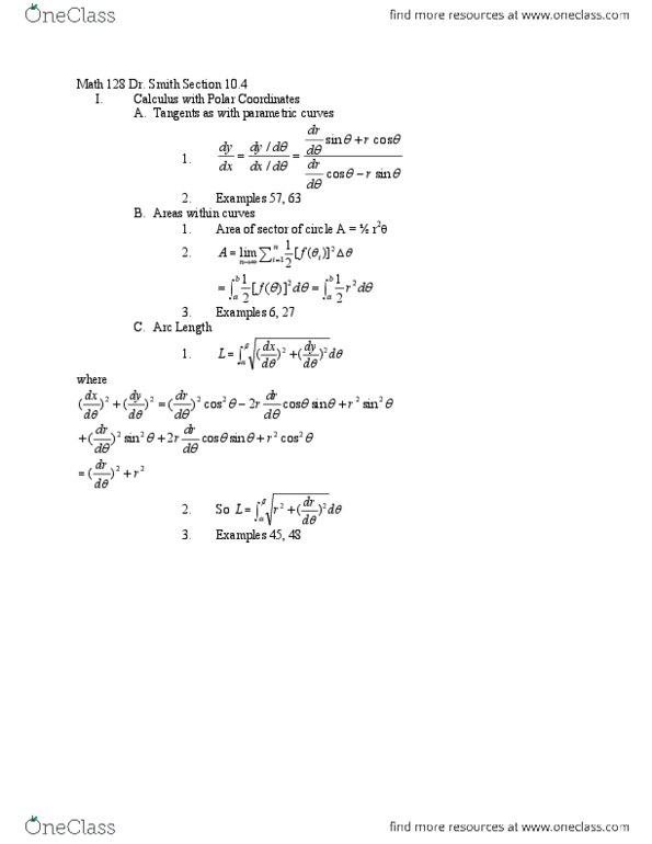 MATH128 Lecture Notes - Lecture 17: Polar Coordinate System thumbnail