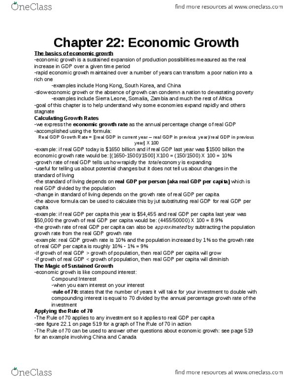 ECON102 Chapter Notes - Chapter 22: Diminishing Returns, Real Interest Rate, Capital Good thumbnail