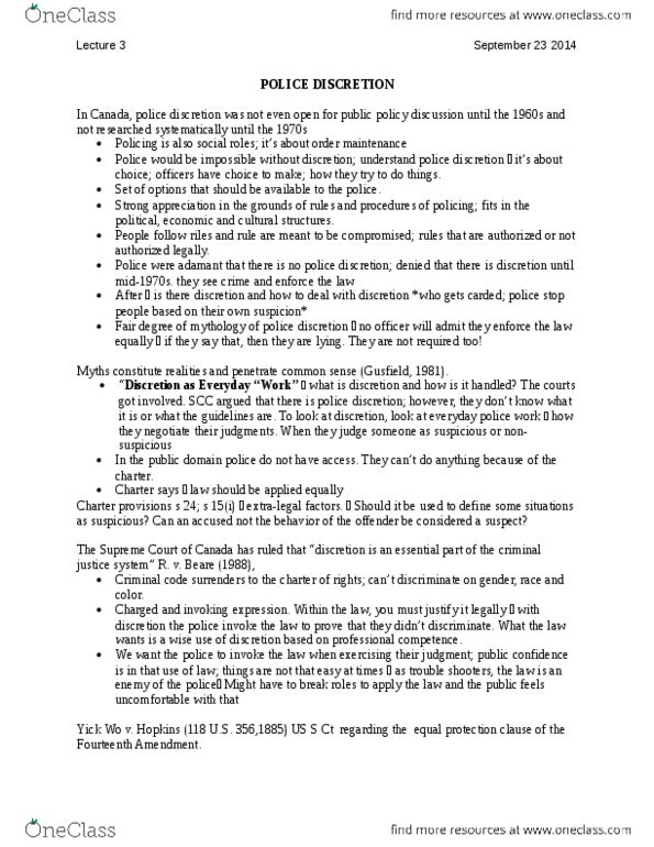 CRIM 3655 Lecture Notes - Lecture 3: Ibm System R, Homicide, Police Misconduct thumbnail