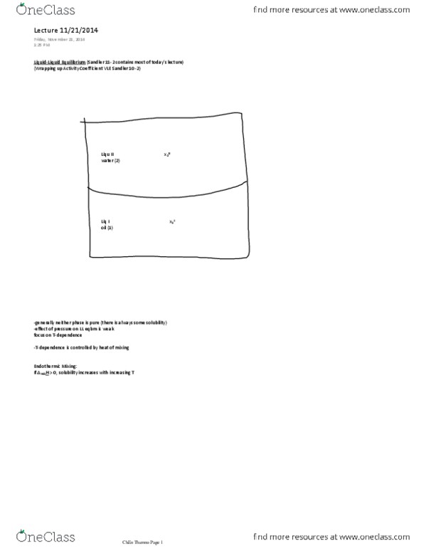 CHEN 3101 Lecture Notes - Lecture 16: Vaporization, Activity Coefficient, Ideal Solution thumbnail