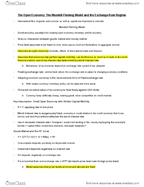 ECON 2000 Chapter Notes -Floating Exchange Rate, Fixed Exchange-Rate System, Exchange Rate thumbnail