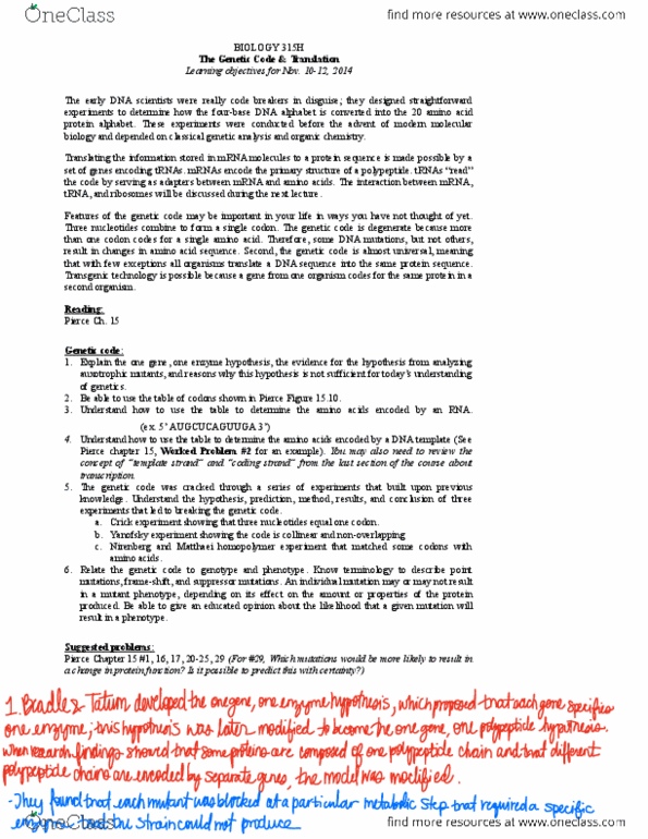 BIO 315H Chapter : The Genetic Code & Translation.pdf thumbnail