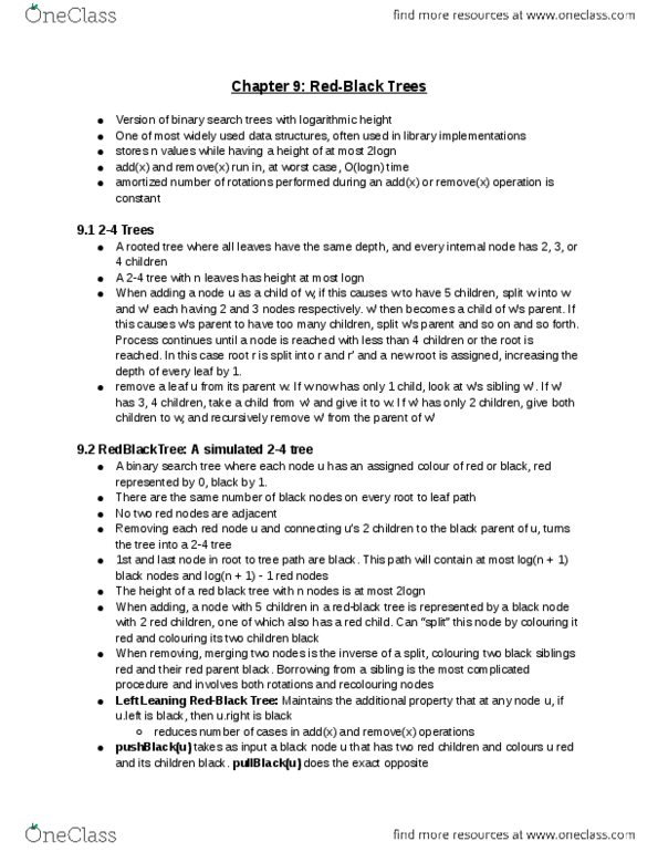 COMP 2402 Chapter Notes - Chapter 9: Eaves, Binary Search Tree, Binary Search Algorithm thumbnail