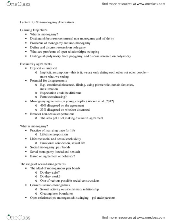 PSYC 391 Lecture Notes - Lecture 10: Polyamory thumbnail