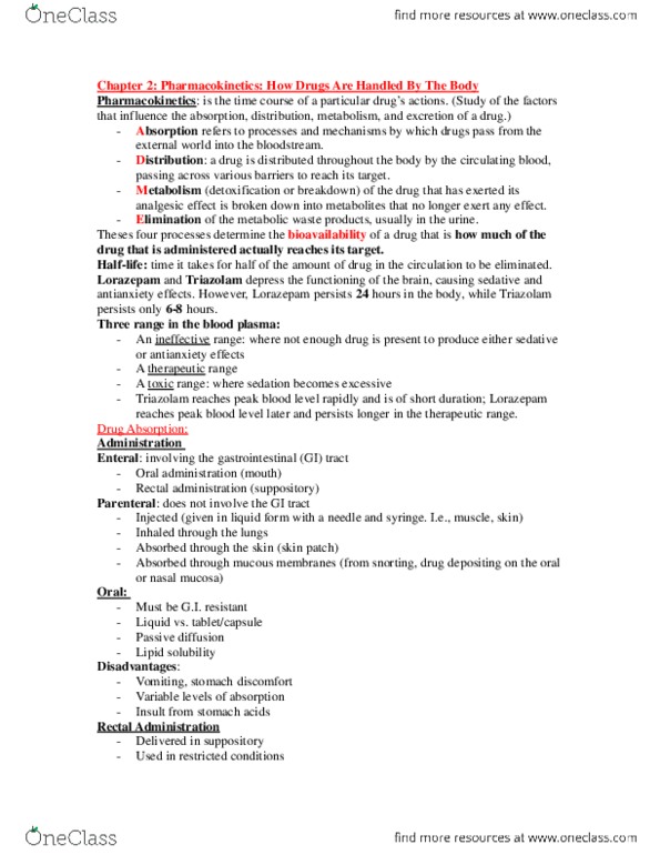 PSYC 3403 Lecture Notes - Lecture 2: Fentanyl, Suppository, Lorazepam thumbnail