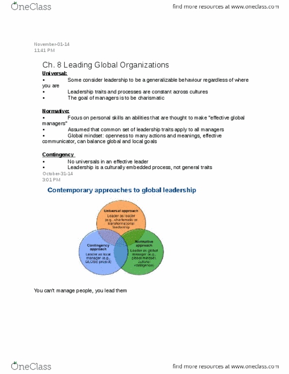 BUSI 2702 Chapter Notes - Chapter 8: Transformational Leadership thumbnail