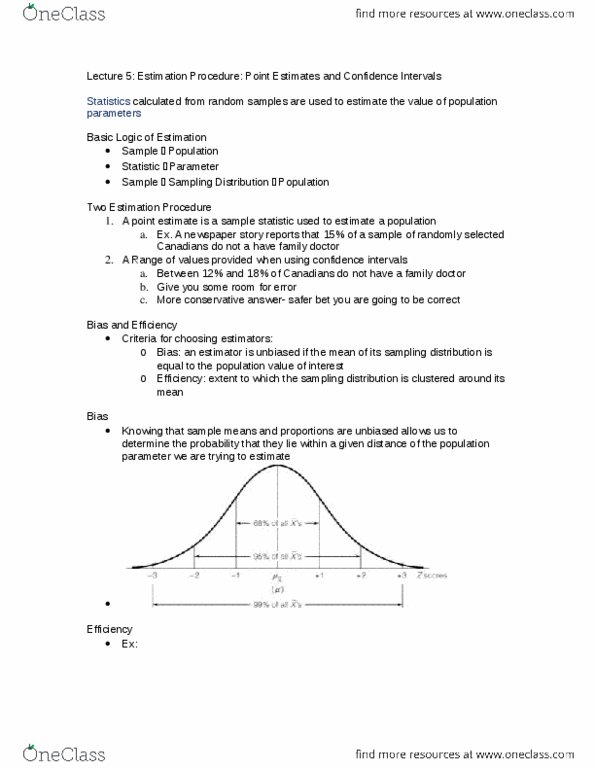 Sociology 2205A/B Lecture Notes - Lecture 5: Standard Score, Second Doctor, Sampling Distribution thumbnail