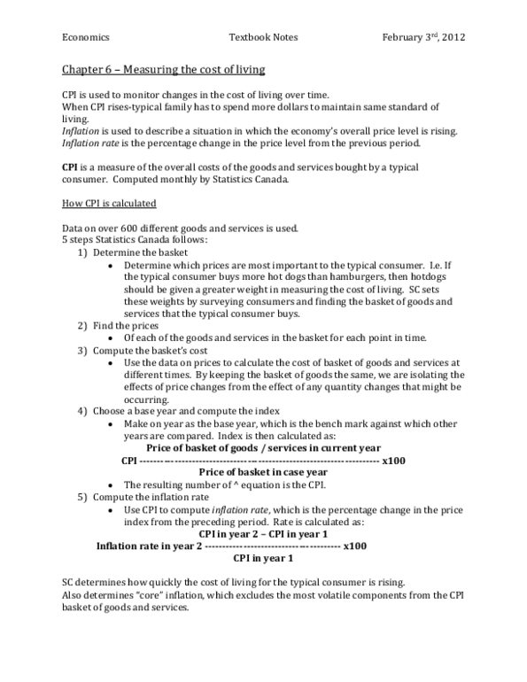 ECON 1BB3 Chapter 6: Chapter 6 - Measuring the cost of living thumbnail