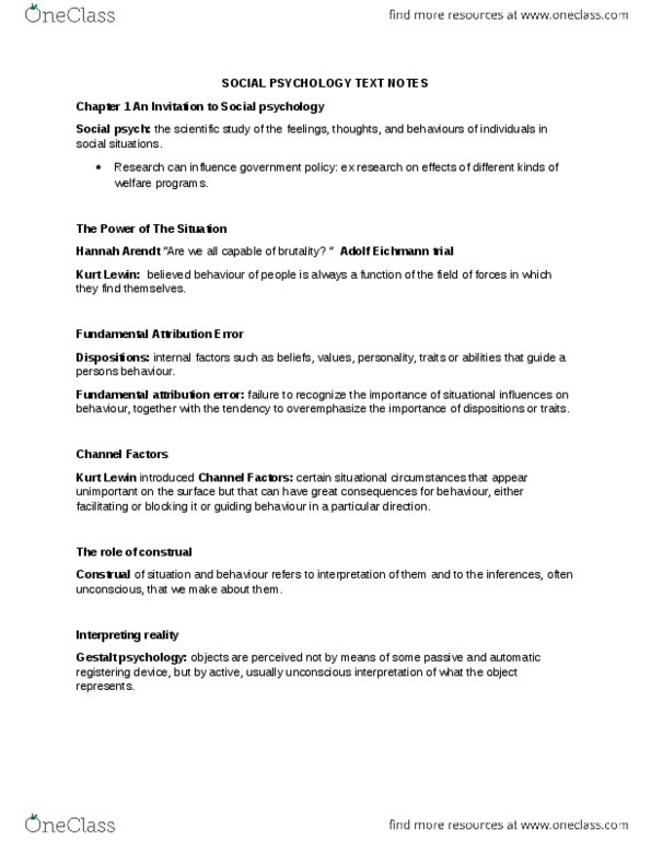 PSYB10H3 Chapter Notes -Trait Theory, Hazel Rose Markus, Discrepancy Theory thumbnail