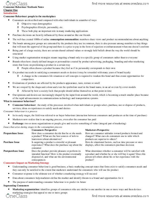 Management and Organizational Studies 3321F/G Chapter Notes - Chapter 1,3,5,7: Toothpaste, Psychographic, Retail thumbnail