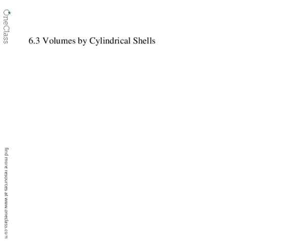 MTH 142 Lecture 4: Section 6.3 Volumes by Cylindrical Shells thumbnail