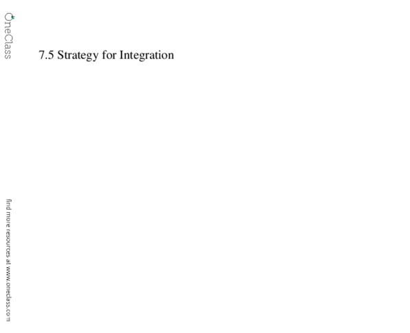 MTH 142 Lecture 10: Section 7.5 Strategy for Integration thumbnail