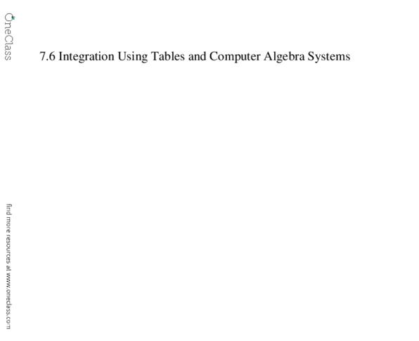 MTH 142 Lecture 11: Section 7.6 Integration Using Tables and Computer Algebra Systems thumbnail