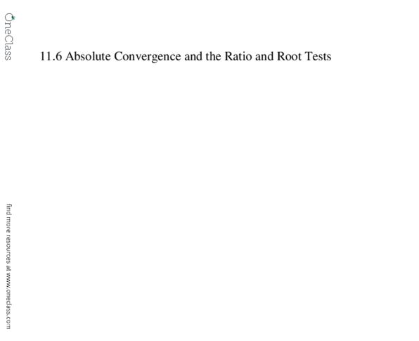 MTH 142 Lecture 29: Section 11.6 Ratio and Root test thumbnail