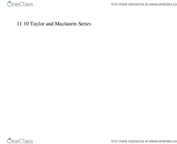 MTH 142 Lecture 32: Section 11.10 Taylor and mclaurin series thumbnail