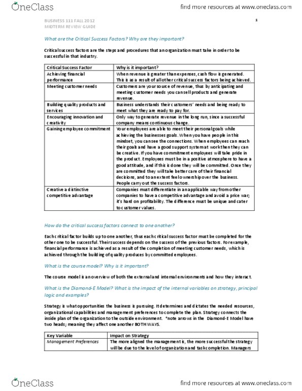 BU111 Lecture Notes - Lecture 1: Ikea, Competitive Advantage, Cash Flow thumbnail