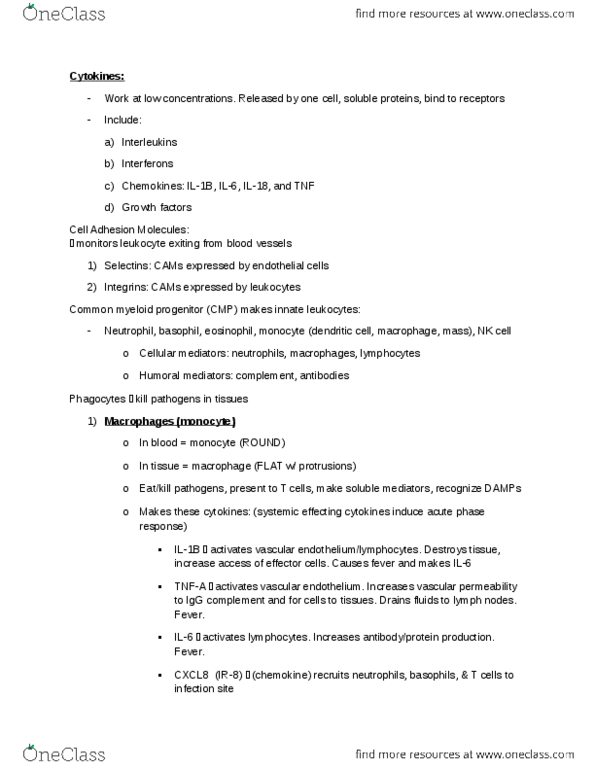 IMM250H1 Chapter Notes - Chapter 4: Antiparasitic, C3B, Mast Cell thumbnail