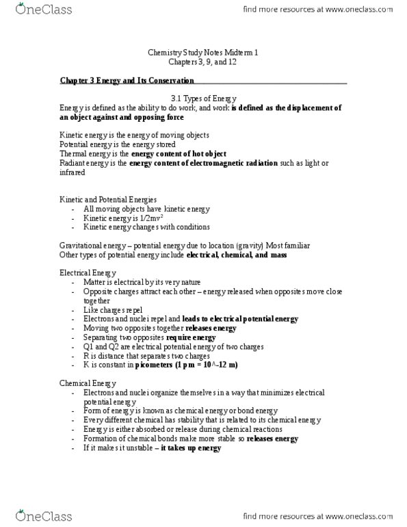 CHEM 281 Lecture Notes - Lecture 1: Thermodynamics, Dinitrogen Tetroxide, Mole Fraction thumbnail