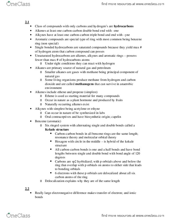 CHEM 281 Lecture Notes - Lecture 1: Haloalkane, Aldehyde, Benzene thumbnail