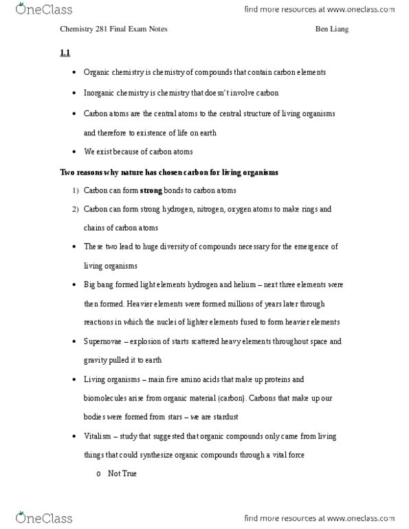 CHEM 281 Lecture Notes - Lecture 1: Isopropyl Alcohol, Chemical Formula, Hydrogen Bond thumbnail