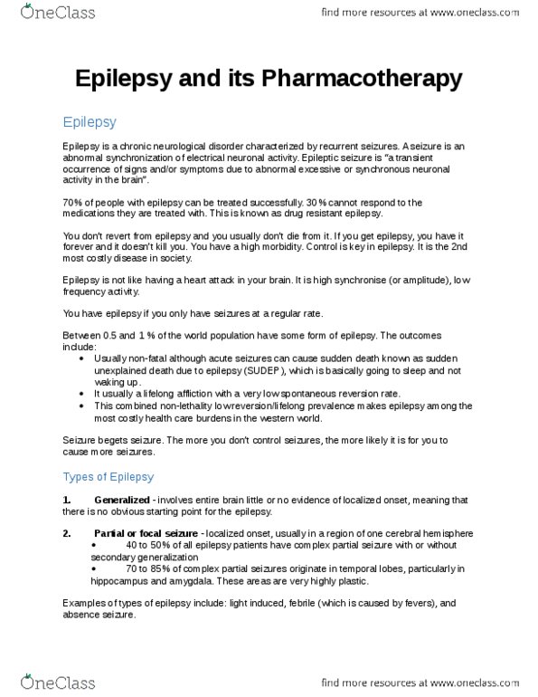 Pharmacology 3620 Lecture Notes - Lecture 16: Benzodiazepine, Etiology, Gaba Receptor thumbnail