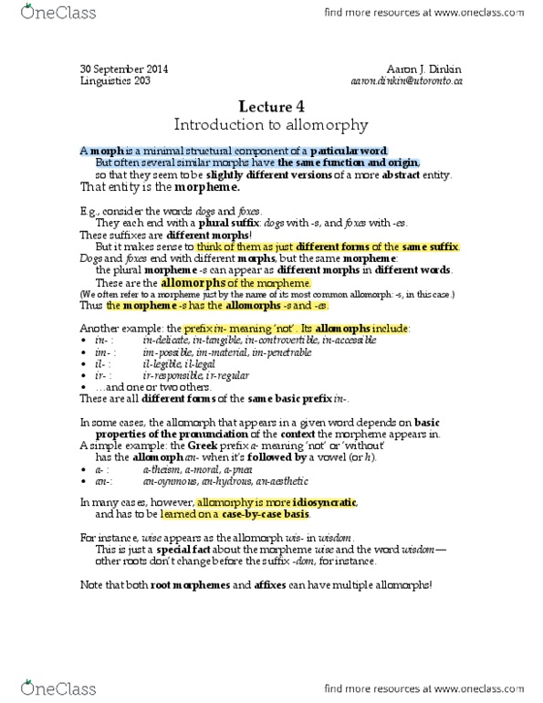 LIN203H1 Lecture 4: lec4.pdf thumbnail