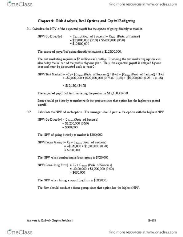 FINA 395 Chapter Notes - Chapter 9: 0 (Year), Expected Return, Variable Cost thumbnail