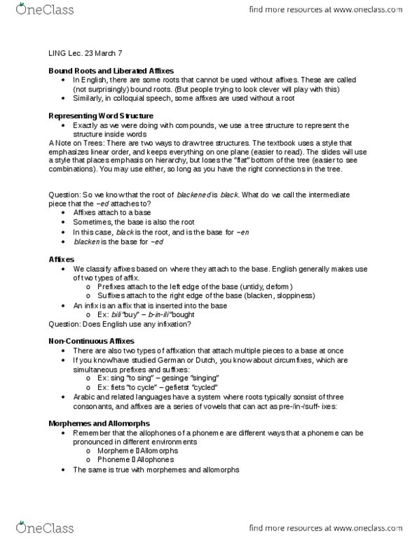 LING 201 Lecture Notes - Lecture 23: Sonorant, Morpheme, Phoneme thumbnail