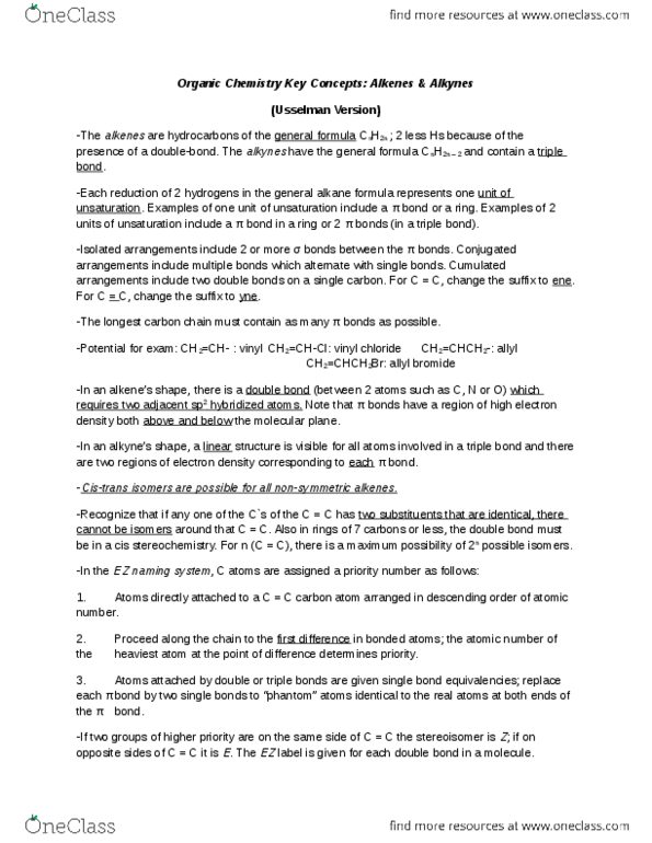 Chemistry 1027A/B Lecture Notes - Lecture 4: Allyl Group, Atomic Number, Stereochemistry thumbnail