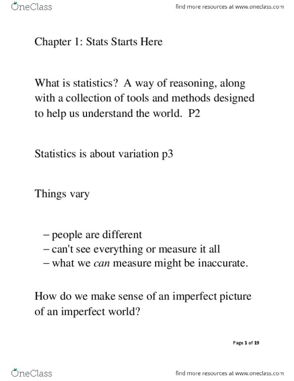 STAB22H3 Lecture Notes - Lecture 1: Marginal Distribution, Pie Chart, Bar Chart thumbnail