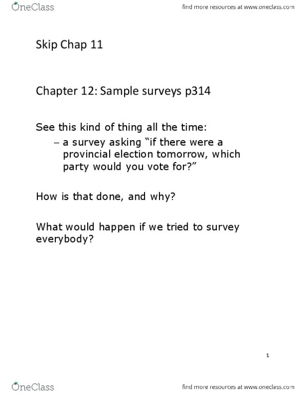 STAB22H3 Lecture Notes - Lecture 1: Statistical Parameter, Sample Size Determination, Sampling Frame thumbnail