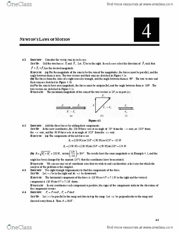 PHYSICS 135 Chapter Notes - Chapter 4: Resultant Force, Net Force, Free Body Diagram thumbnail