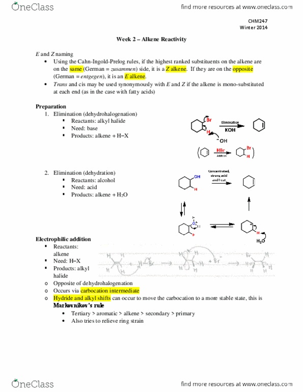 CHM247H1 Lecture Notes - Lecture 2: Hydrogenation, Hydride, Bromine thumbnail