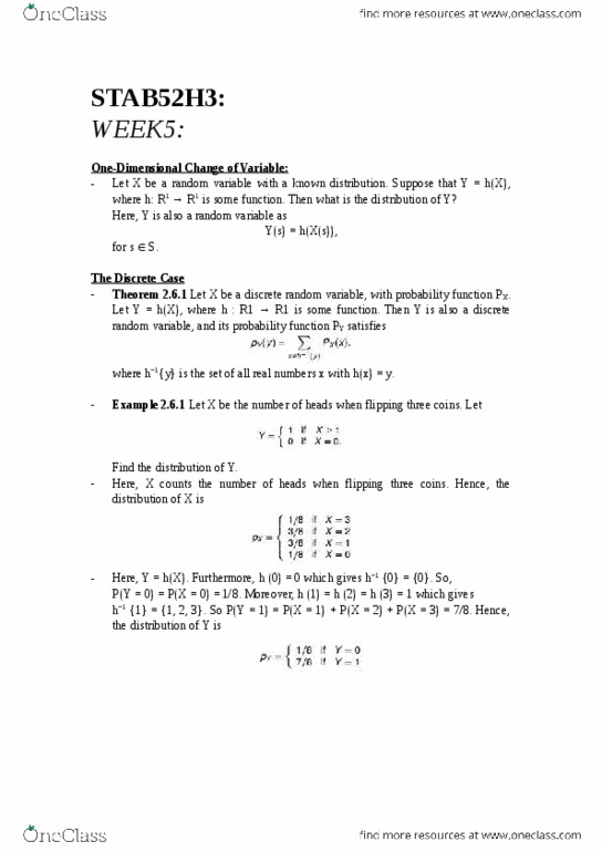 STAB52H3 Lecture Notes - Lecture 5: Absolute Continuity, Probability Distribution, Exclusive Or thumbnail