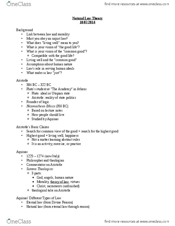 LS101 Lecture Notes - Lecture 1: Summa Theologica, Nicomachean Ethics thumbnail