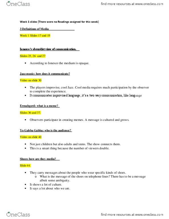 CMNS 261 Lecture Notes - Lecture 1: Canadian English, Understanding Media, Prezi thumbnail