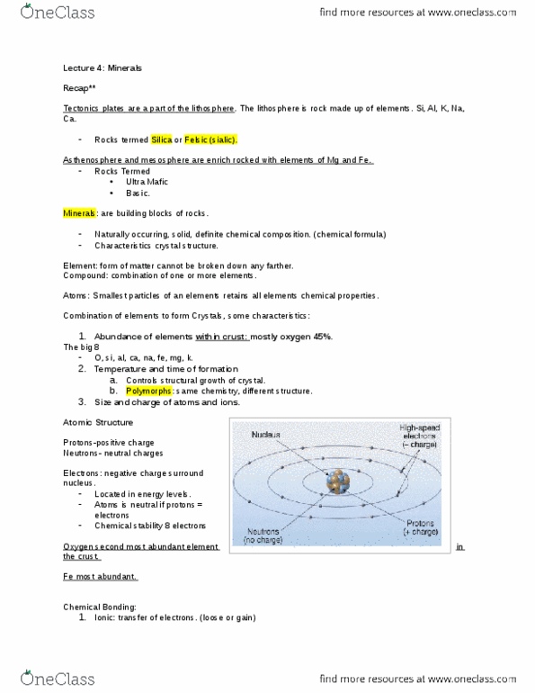 GEO 1111 Lecture Notes - Lecture 4: Mafic, Chemical Stability, Asthenosphere thumbnail