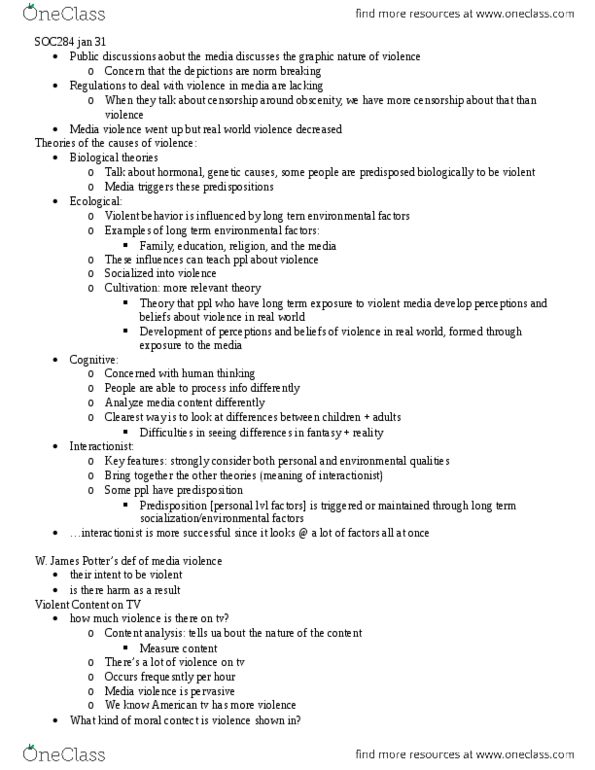 SOC384H5 Lecture Notes - Lecture 4: Dill, Kindergarten, Observational Learning thumbnail