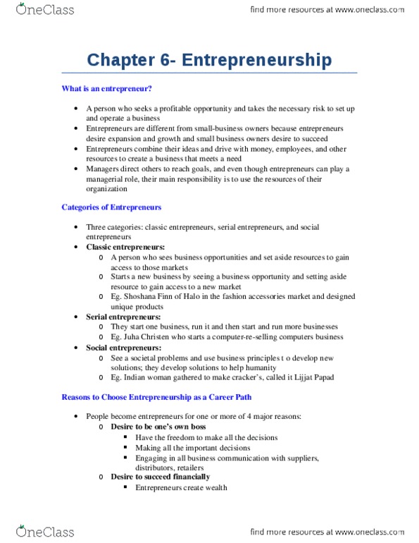 ADM 1100 Chapter Notes - Chapter Ch. 6: Intrapreneurship thumbnail