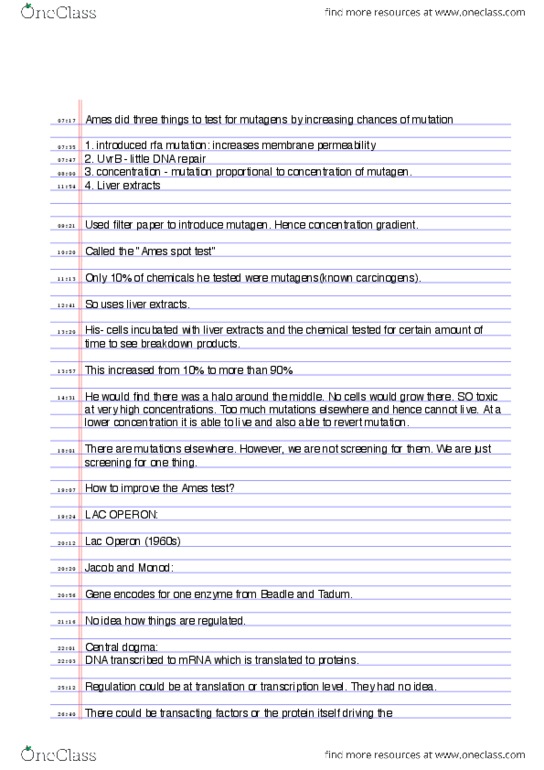 BIO260H1 Lecture Notes - Lecture 9: Operon, Chromogenic, Long Term Ecological Research Network thumbnail