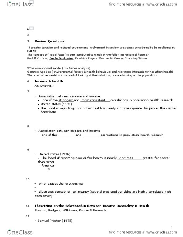 Health Sciences 1002A/B Lecture Notes - Lecture 2: Social Capital, Amartya Sen, Unemployment Benefits thumbnail