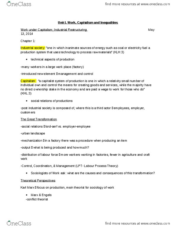 SOC227H5 Lecture Notes - Lecture 1: Network Society, Primary Sector Of The Economy, Positive Force thumbnail